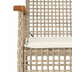vidaXL Ensemble à manger de jardin et coussins 3 Pièces Beige poly rotin