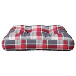 vidaXL Coussin de palette motif à carreaux rouge 60x60x12 cm tissu