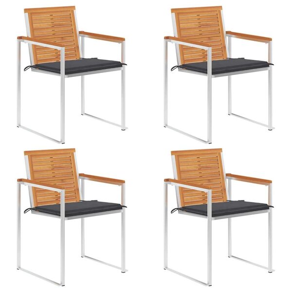 vidaXL Chaises de jardin lot de 4 avec coussins Bois d'acacia massif