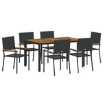 vidaXL Ensemble de salle à manger pour jardin 7 Pièces Noir  Bois