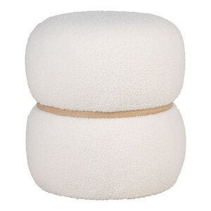 Pouf blanc et rond en polyester bouclé Ø 38 x 41 cm