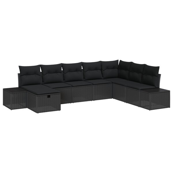 vidaXL Ensemble de canapé de jardin 8 Pièces Noir 55 x 62 x 69 cm