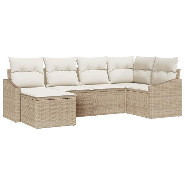 vidaXL Ensemble de canapé de jardin 6 Pièces Beige Poly rotin