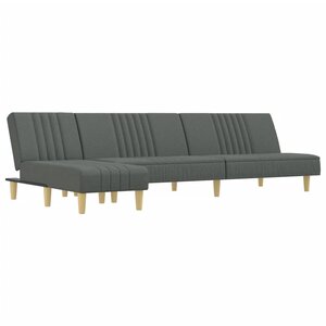 vidaXL Canapé-lit en forme de L gris foncé 255x140x70 cm tissu