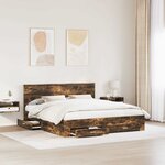 vidaXL Cadre de lit Chêne fumé 200 x 200 cm Bois d'ingénierie