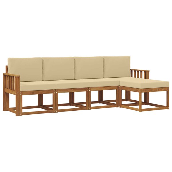 vidaXL Ensemble de canapés d'extérieur 5 Pièces Naturel et Beige