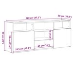 vidaXL Meuble TV avec lumières LED noir 120x30x50 cm