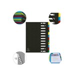 Trieur Harmonika® À Fenêtres Avec Élastiques Véritable Carte Lustrée 12 Compartiments - Noir - X 6 - Exacompta
