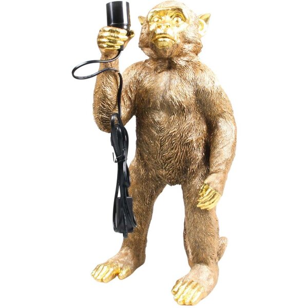 Lampe animal doré en résine singe debout
