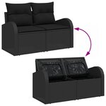 Ensemble de Canapés de Jardin de 12 pièces avec Coussins Noir Poly Rattan Acacia