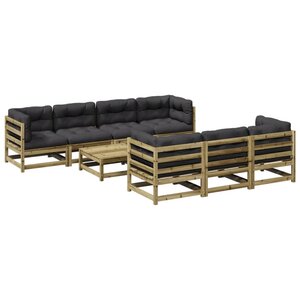 vidaXL Salon de jardin 8 Pièces avec coussins bois de pin imprégné