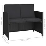vidaXL Mobilier à dîner de jardin 6Pièces et coussins Résine tressée Noir