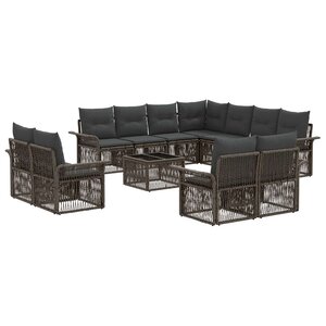 vidaXL Ensemble de canapé de jardin 12 pc Gris et Gris foncé polyrotin