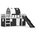 vidaXL Lit superposé sans matelas avec toboggan blanc noir 90x190 cm