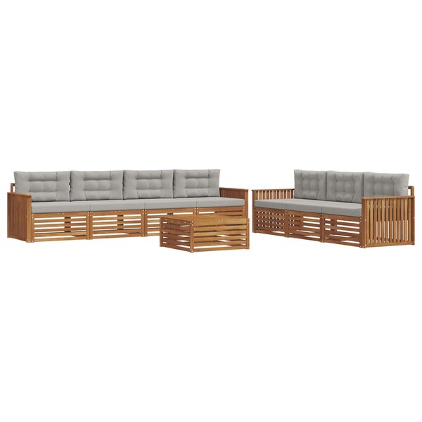 vidaXL Ensemble de canapés d'extérieur 8 pc Gris Naturel et Clair