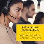 Jabra Evolve2 40 Casque PC Stereo Ecouteurs Certifié Microsoft Teams à Réduction du Bruit avec Technologie d`Appel à 3 Microphon