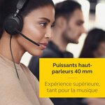 Jabra evolve2 40 casque pc stereo ecouteurs certifié microsoft teams à réduction du bruit avec technologie d`appel à 3 microphon