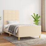 vidaXL Cadre de lit avec tête de lit Crème 90x190 cm Tissu