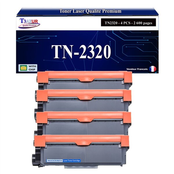 4 Toners compatibles avec Brother TN2320 pour Brother HL-L2360DN  L2365DW  L2300D  L2340DW - 2 600 pages - T3AZUR