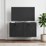 vidaXL Meuble TV mural Noir 59 5 x 41 x 30 cm Bois d'ingénierie