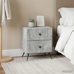 vidaXL Cabinet de chevet 2 Pièces Gris béton 43 x 34 5 x 47 5 cm
