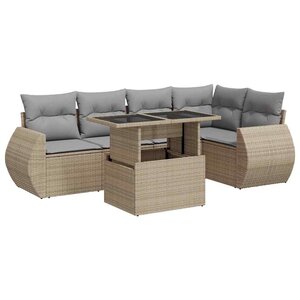 vidaXL Salon de jardin avec coussins 6 Pièces beige résine tressée
