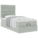 vidaXL Cadre de lit ottoman et matelas gris clair 100x200 cm velours