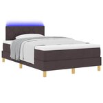 vidaXL Lit à ressort LED avec matelas Marron foncé 120 x 200 cm tissu