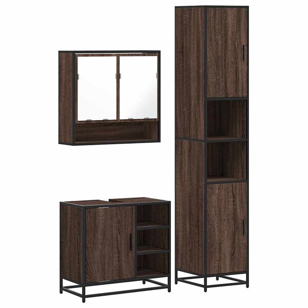 vidaXL Ensemble de meubles de salle de bain 3 Pièces Chêne marron