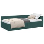 vidaXL Cadre de lit d'angle Vert foncé 80 x 200 cm tissu