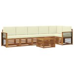 vidaXL Ensemble de canapés d'extérieur 7 pc Naturel et Crème Polyester