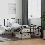 vidaXL Cadre de lit métal avec tête de lit/pied de lit noir 107x203 cm
