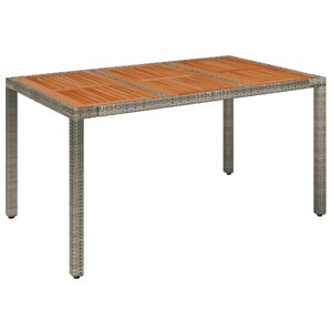 vidaXL Table de jardin dessus en bois Gris 150x90x75 cm Résine tressée