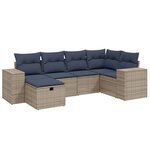 vidaXL Salon de jardin 6 Pièces avec coussins gris résine tressée