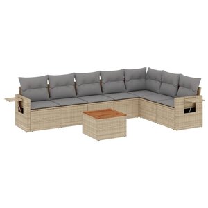 vidaXL Salon de jardin avec coussins 8Pièces mélange beige résine tressée