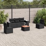 vidaXL Salon de jardin 6 Pièces avec coussins noir résine tressée