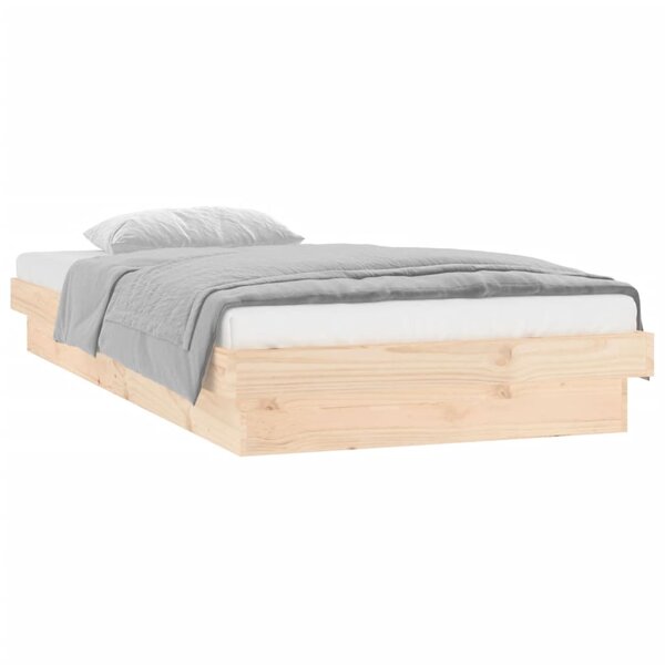 vidaXL Cadre de lit à LED 90x190 cm simple bois massif