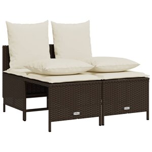 vidaXL Salon de jardin 4 Pièces avec coussins marron résine tressée