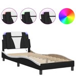 vidaXL Cadre de lit avec LED sans matelas noir et blanc 80x200 cm