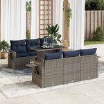 vidaXL Salon de jardin avec coussins 7 Pièces noir résine tressée acacia