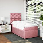 vidaXL Sommier à lattes de lit avec matelas Rose 90x190 cm Velours