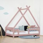 Lit cabane enfant TAHUKA 90 x 190 rose pastel