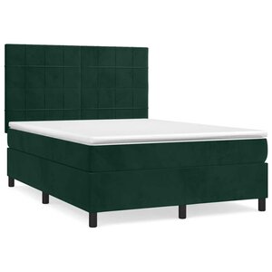 vidaXL Sommier à lattes de lit et matelas Vert foncé 140x190cm Velours