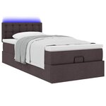 vidaXL Lit ottoman avec matelas et LED marron foncé 90x200 cm tissu