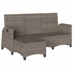 vidaXL Canapé de jardin inclinable coussins forme de L gris polyrotin