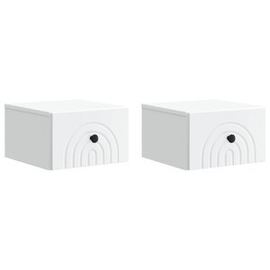 vidaXL Cabinet de chevet mural 2 Pièces Blanc 33 x 34 5 x 20 cm