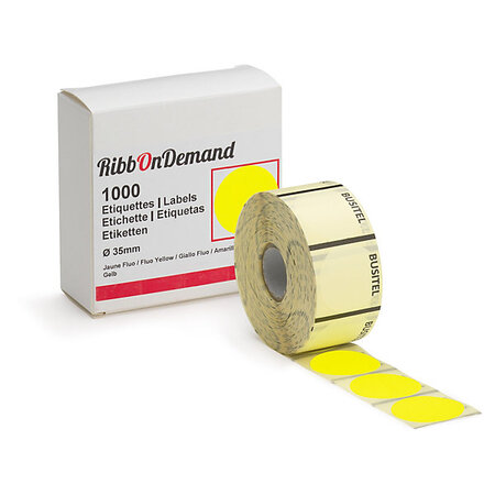 Pastille adhésive jaune Ø 35 mm pour imprimante RibbOnDemand (colis de 2)
