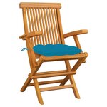 vidaXL Chaises de jardin avec coussins bleu clair 6 Pièces Teck massif