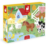 Puzzle - Les animaux de la ferme - 20 pièces avec texture + poster - Dès 2 ans - Janod