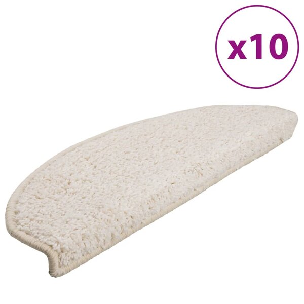 vidaXL Tapis d'escalier 10 pièces 65 x 21 x 4 cm Blanc Demi-rond Grand